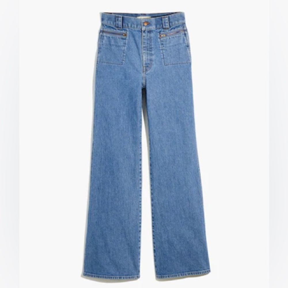Madewell Women’s 11” High Rise Wide Leg Flare Jeans Zip-Pocket Edition Size 28